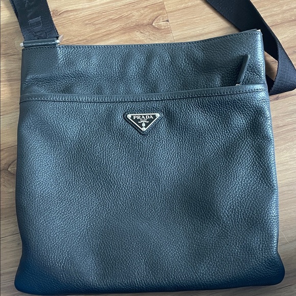 Prada Black Leather Messenger Bag - Picture 1 of 13